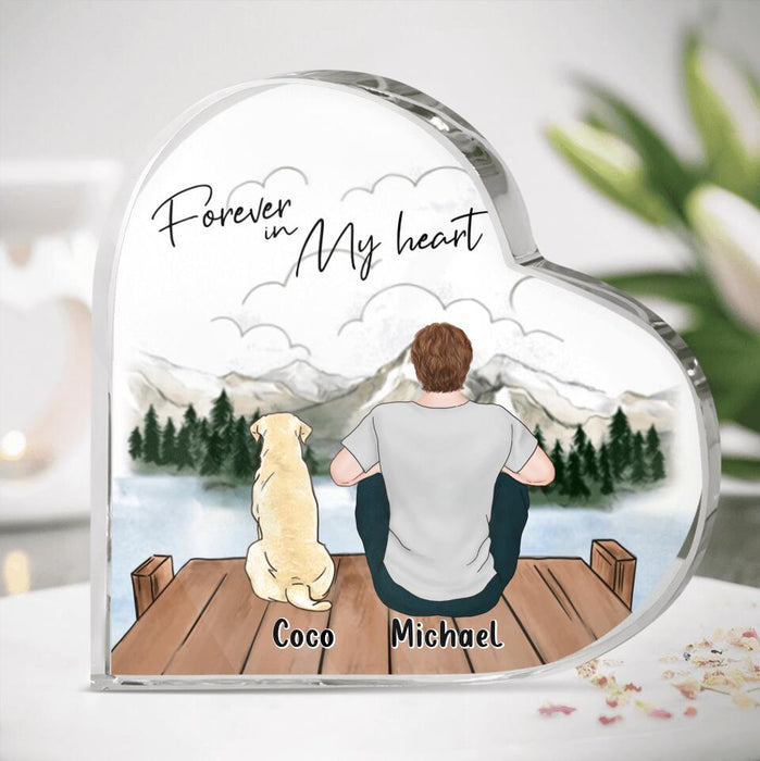 Personalized Dog Dad Acrylic Plaque - Gift for Dog Dad, Dog Lovers - Up to 4 Dogs - Forever in my heart