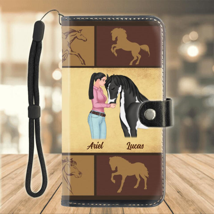 Personalized Horse Girl Phone Wallet - Up to 5 Horses - Gift Idea For Horse Lovers - Once Upon A Time There Was A Girl Who Really Loved Horses