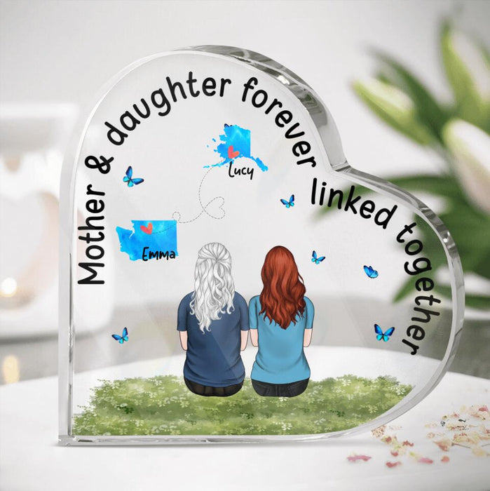 Personalized Mom And Daughter Acrylic Plaque Keepsake - Gift Idea For Mother's Day - Up To 5 People - Mother & Daughter Forever Linked Together