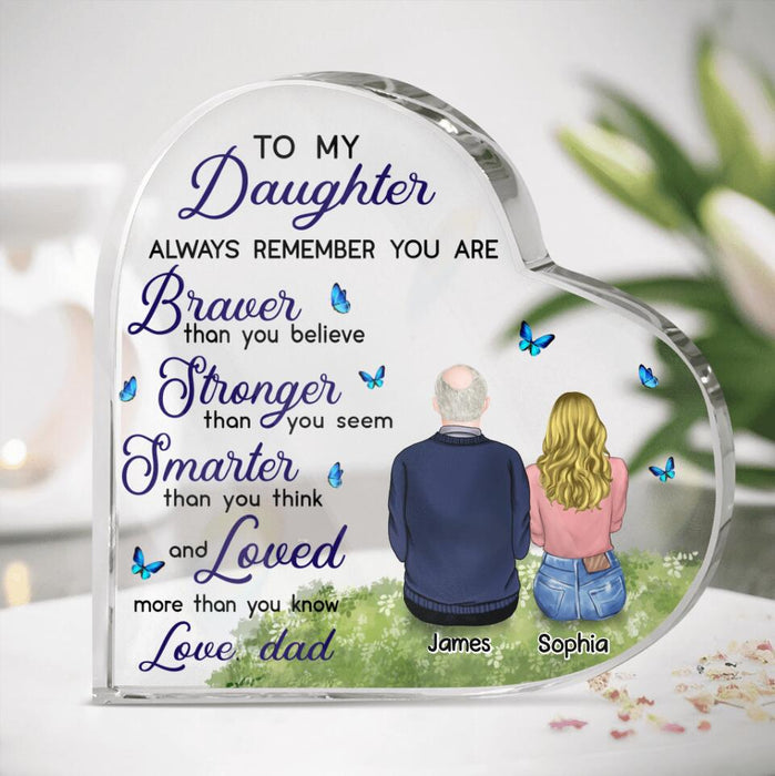 Personalized To My Daughter Acrylic Plaque - Gift For Daughter From Dad - When Life Tries To Knock You Down This Old Man Will Always Have Your Back