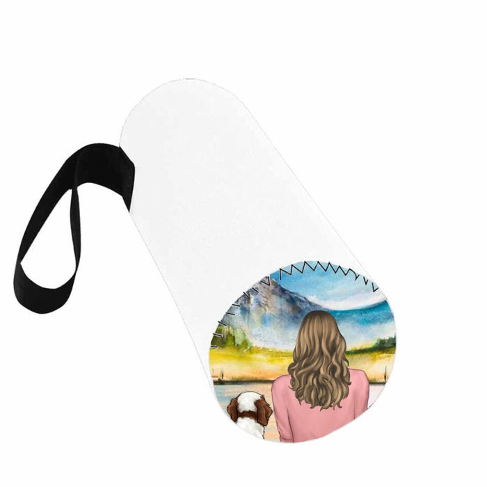 Personalized Dog Mom/Dog Dad Neoprene Water Bottle Sleeve - Gift Idea For Dog Lover with up to 6 Dogs - I Love You To The Moon & Back