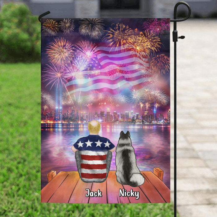 Personalized Independence Day Flag - Family With Up to 4 Dogs/Cats - Gift Idea For Independence Day/Family/Dog/Cat Lover