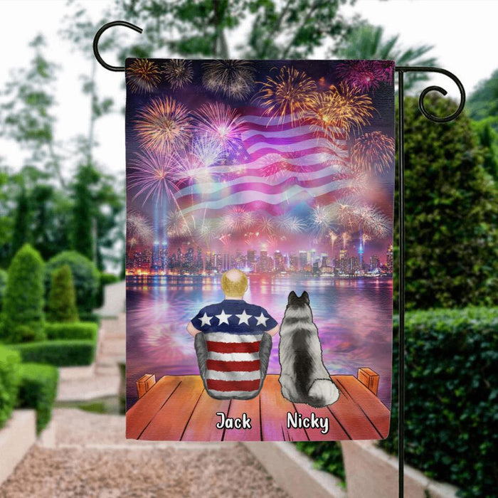 Personalized Independence Day Flag - Family With Up to 4 Dogs/Cats - Gift Idea For Independence Day/Family/Dog/Cat Lover