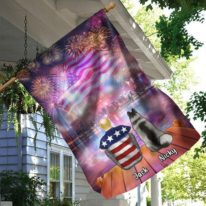 Personalized Independence Day Flag - Family With Up to 4 Dogs/Cats - Gift Idea For Independence Day/Family/Dog/Cat Lover