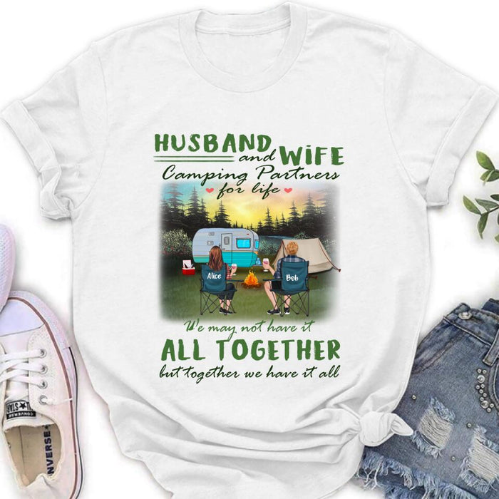 Personalized Camping Shirt/Pullover Hoodie - Couple/Parents With Kid And Pet - Valentine's Day Gift Idea For Camping Lover - Husband And Wife Camping Partners For Life