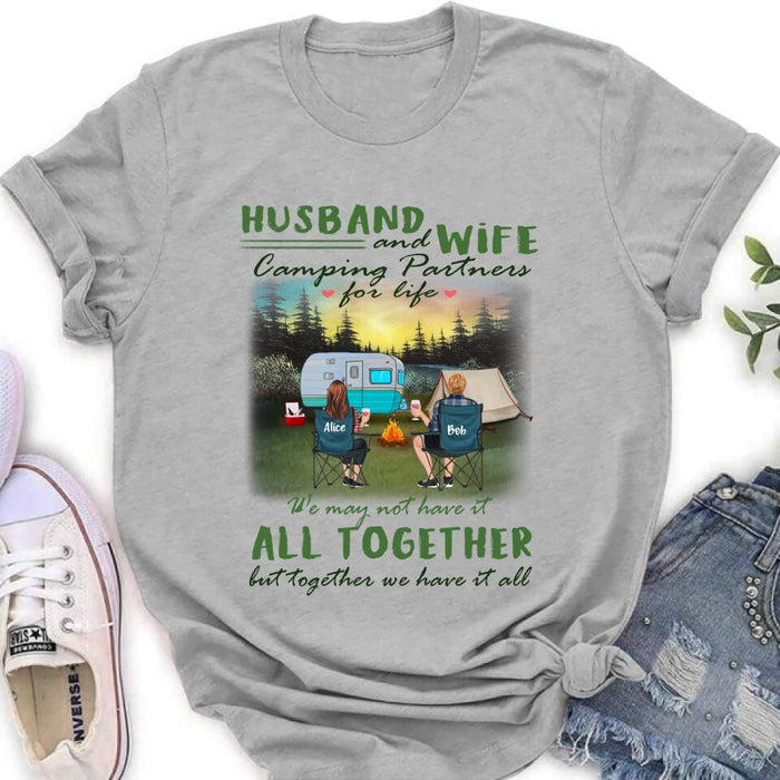 Personalized Camping Shirt/Pullover Hoodie - Couple/Parents With Kid And Pet - Valentine's Day Gift Idea For Camping Lover - Husband And Wife Camping Partners For Life