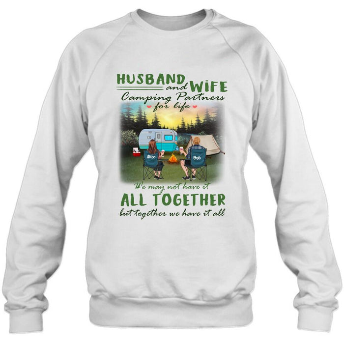 Personalized Camping Shirt/Pullover Hoodie - Couple/Parents With Kid And Pet - Valentine's Day Gift Idea For Camping Lover - Husband And Wife Camping Partners For Life