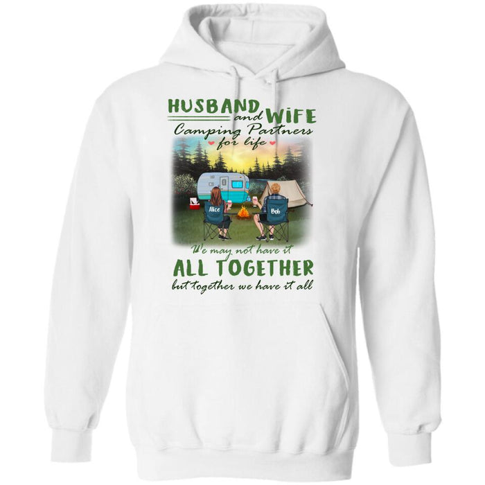 Personalized Camping Shirt/Pullover Hoodie - Couple/Parents With Kid And Pet - Valentine's Day Gift Idea For Camping Lover - Husband And Wife Camping Partners For Life