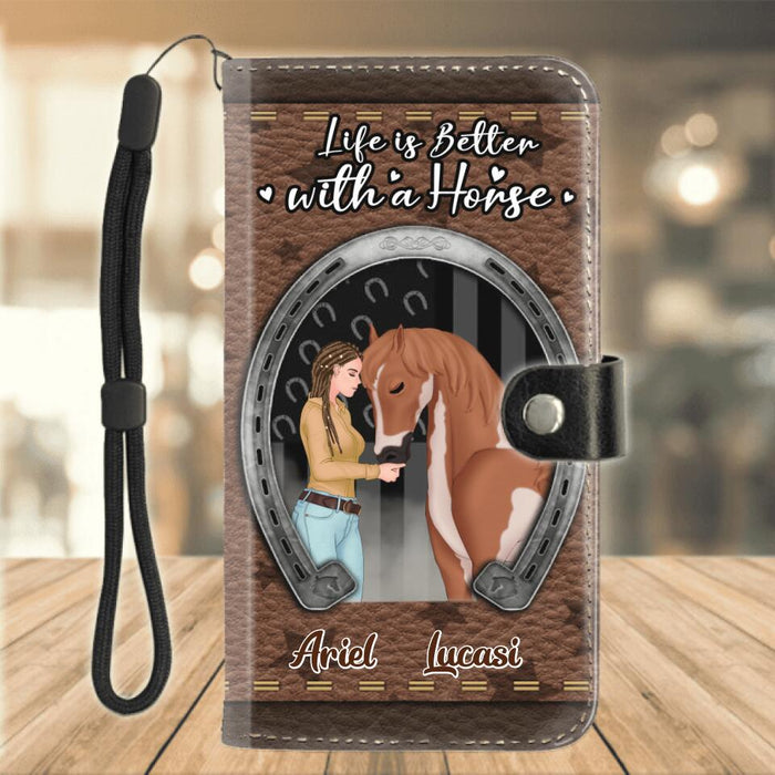 Personalized Horse Girl Phone Wallet - Up to 5 Horses - Gift Idea For Horse Lovers - Just A Girl Who Loves Horses