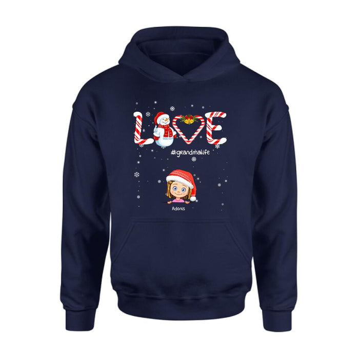 Personalized Christmas Grandmalife Sweatshirt/T-shirt/Hoodie - Up to 6 Kids - Gift Idea For Grandma, Mama