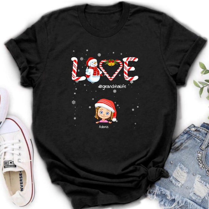 Personalized Christmas Grandmalife Sweatshirt/T-shirt/Hoodie - Up to 6 Kids - Gift Idea For Grandma, Mama