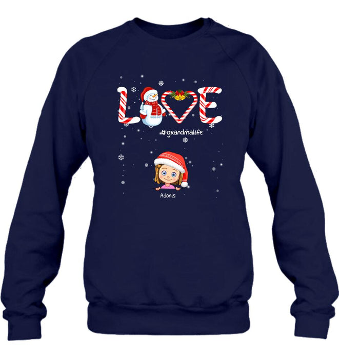 Personalized Christmas Grandmalife Sweatshirt/T-shirt/Hoodie - Up to 6 Kids - Gift Idea For Grandma, Mama