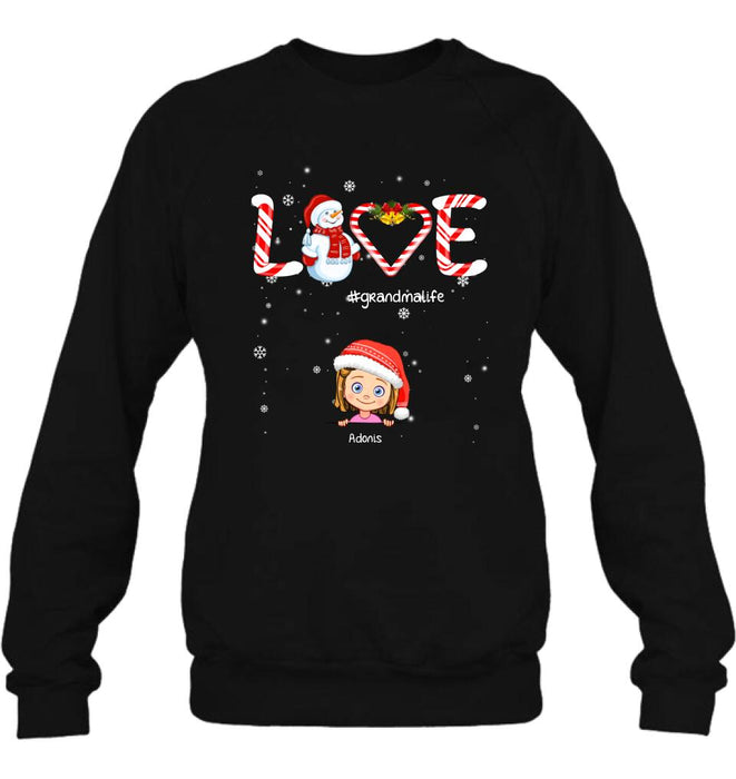 Personalized Christmas Grandmalife Sweatshirt/T-shirt/Hoodie - Up to 6 Kids - Gift Idea For Grandma, Mama