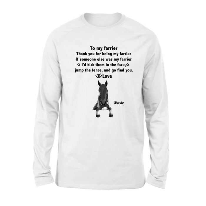 Personalized To My Farrier From Horses T-Shirt/Sweatshirt/Hoodie - Up to 4 Horses - Best Gift For Horses Lover - Thank You For Being My Farrier