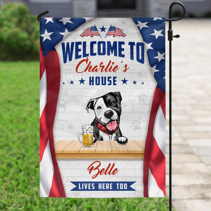 Personalized Dog Flag Sign - Gift Idea For Independence Day/Dog Lover - Welcome To Our Home