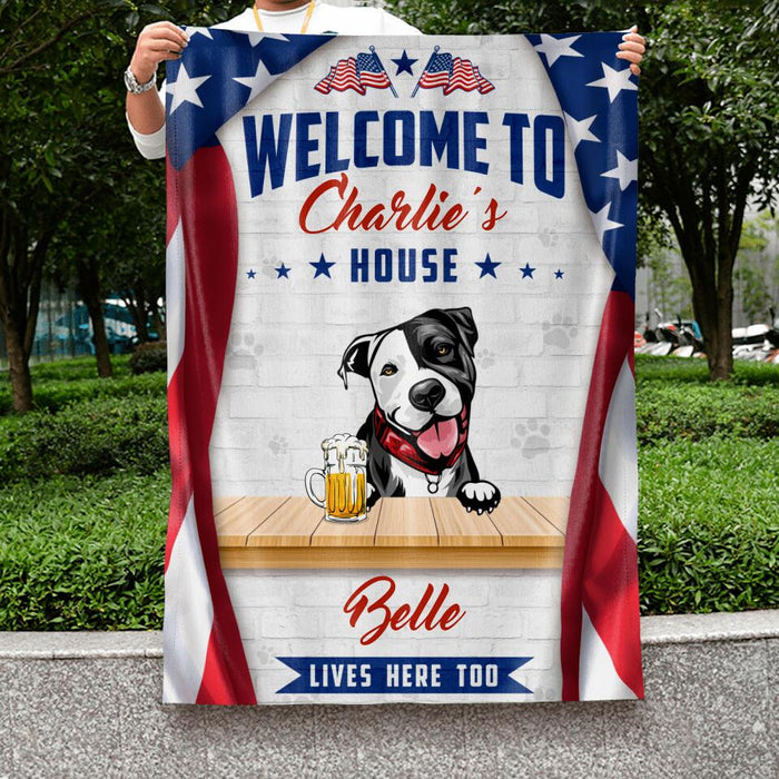 Personalized Dog Flag Sign - Gift Idea For Independence Day/Dog Lover - Welcome To Our Home