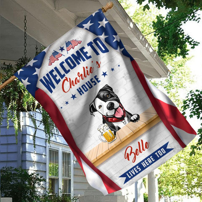 Personalized Dog Flag Sign - Gift Idea For Independence Day/Dog Lover - Welcome To Our Home