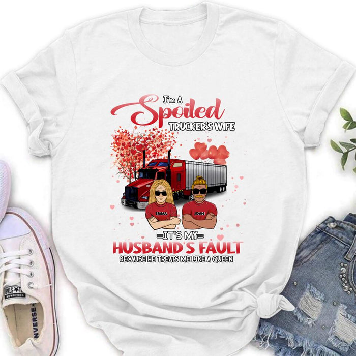 Personalized Trucker Shirt - Gift Idea For Trucker/Couple - I'm A Spoiled Trucker's Wife