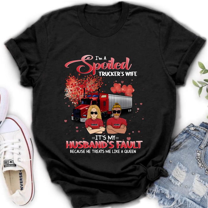 Personalized Trucker Shirt - Gift Idea For Trucker/Couple - I'm A Spoiled Trucker's Wife