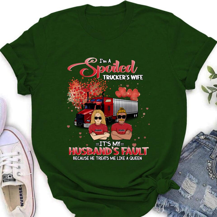 Personalized Trucker Shirt - Gift Idea For Trucker/Couple - I'm A Spoiled Trucker's Wife