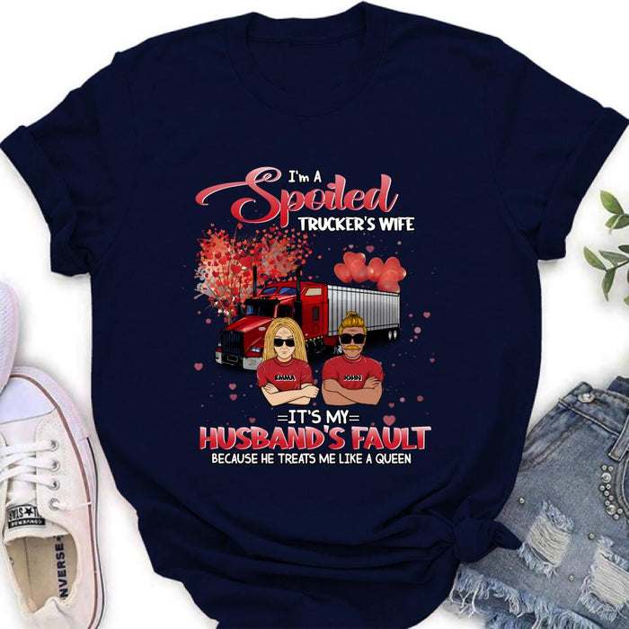 Personalized Trucker Shirt - Gift Idea For Trucker/Couple - I'm A Spoiled Trucker's Wife