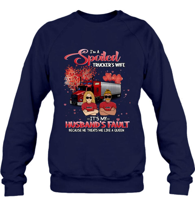 Personalized Trucker Shirt - Gift Idea For Trucker/Couple - I'm A Spoiled Trucker's Wife