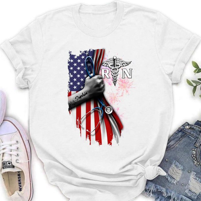 Custom Personalized Nurse Independence Day Shirt - Gift Idea For Nurse