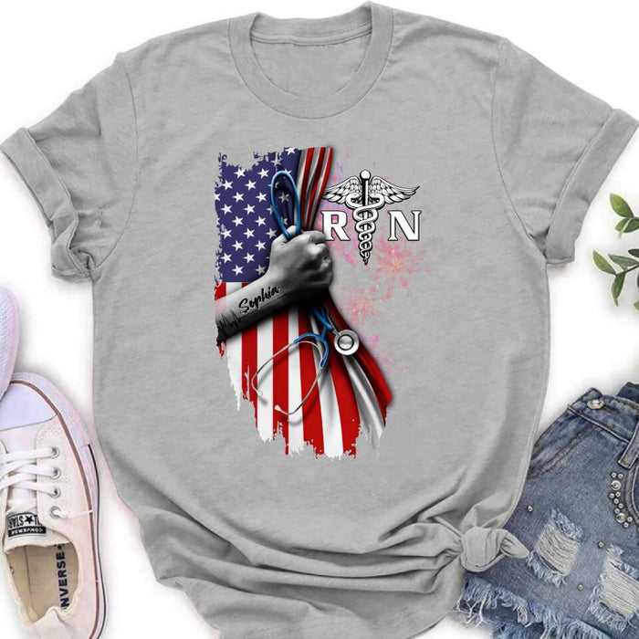 Custom Personalized Nurse Independence Day Shirt - Gift Idea For Nurse