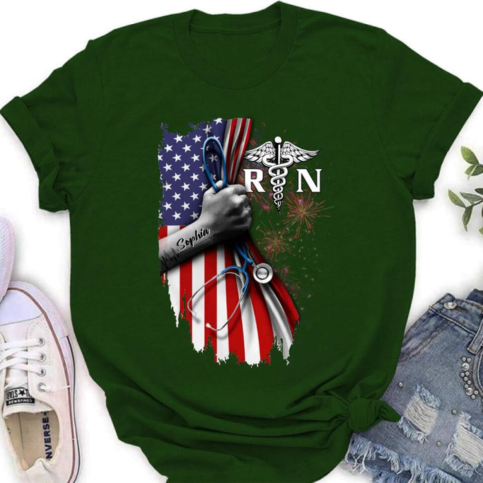 Custom Personalized Nurse Independence Day Shirt - Gift Idea For Nurse
