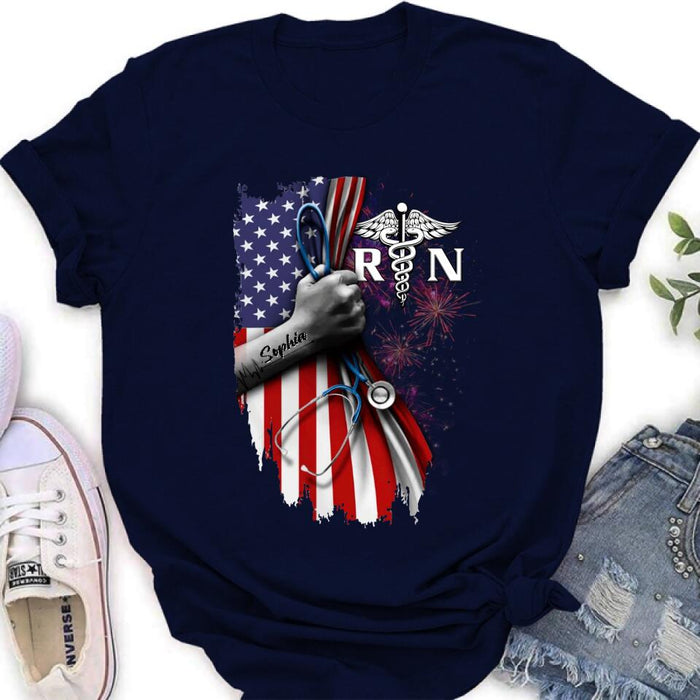 Custom Personalized Nurse Independence Day Shirt - Gift Idea For Nurse
