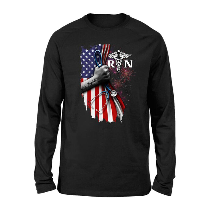 Custom Personalized Nurse Independence Day Shirt - Gift Idea For Nurse