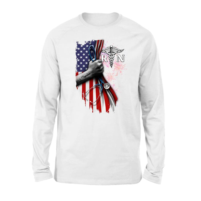 Custom Personalized Nurse Independence Day Shirt - Gift Idea For Nurse