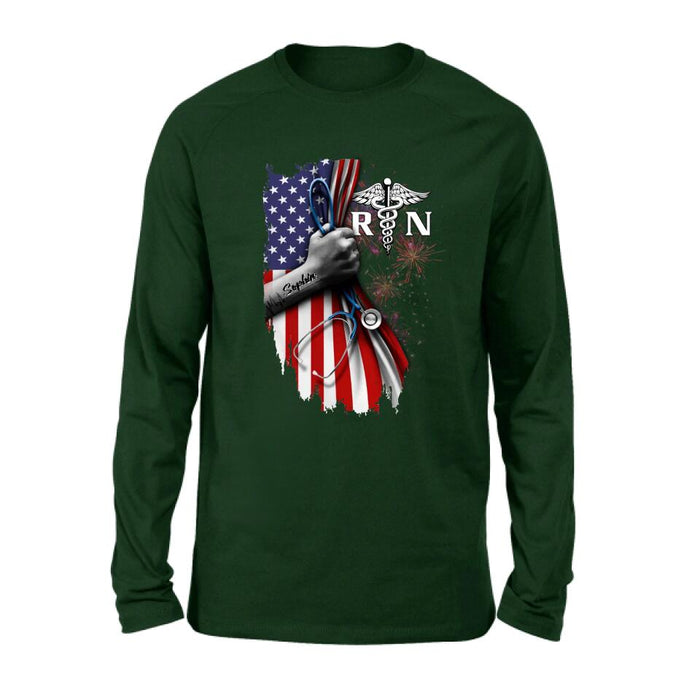 Custom Personalized Nurse Independence Day Shirt - Gift Idea For Nurse