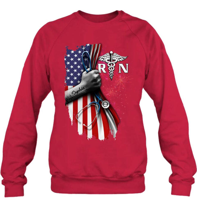 Custom Personalized Nurse Independence Day Shirt - Gift Idea For Nurse