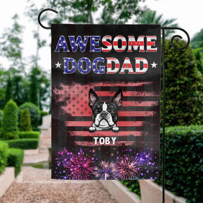 Personalized Dog Dad Flag Sign - Gift Idea For Father's Day/Dog Lovers - Up To 6 Dogs - Awesome Dog Dad