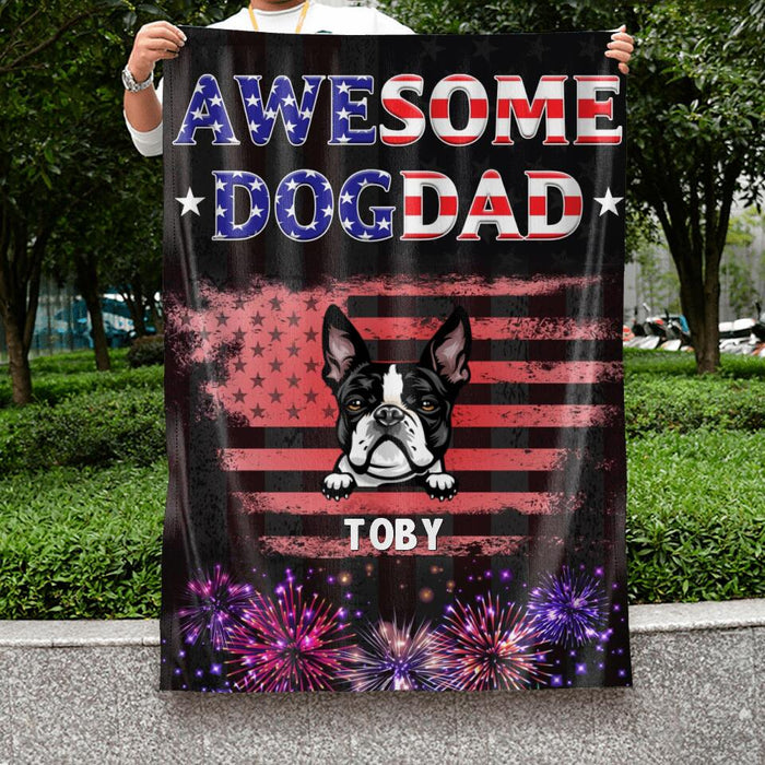 Personalized Dog Dad Flag Sign - Gift Idea For Father's Day/Dog Lovers - Up To 6 Dogs - Awesome Dog Dad