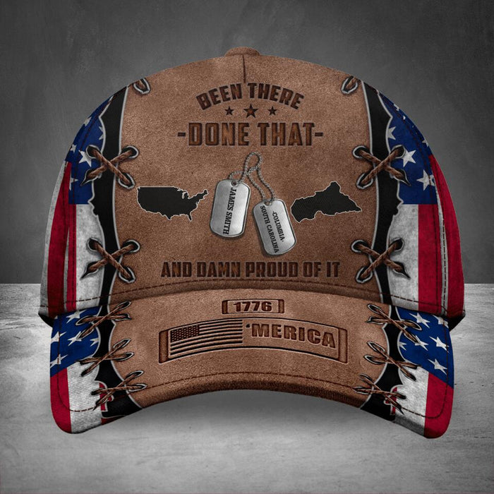 Personalized Veteran Baseball Cap - Gift Idea For Father/Veteran/Independence Day - Been There Done That And Damn Proud Of It