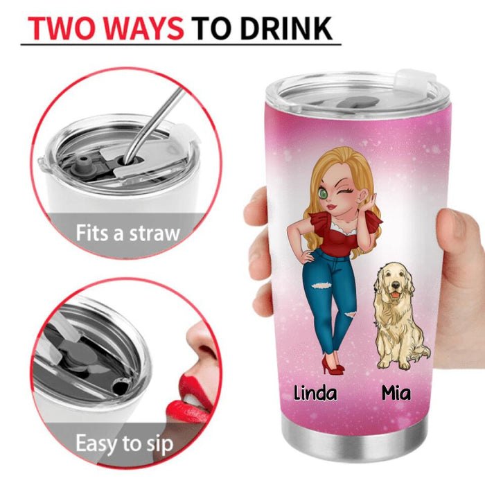 Personalized Dog Mom Tumbler - Up to 6 Dogs - Gift Idea For Dog Lover - Rockin' The The Dog Mom Life
