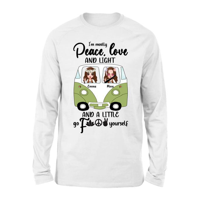 Personalized Hippie Girls T-Shirt/Long Sleeve/Sweatshirt/Pullover Hoodie - Gift For Hippies/Hodophiles/Friends - Stay Trippy Little Hippie