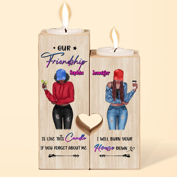 Personalized Friendship Heart Candle Holder - Gift Idea For Best Friends - Our Friendship Is Like This Candle