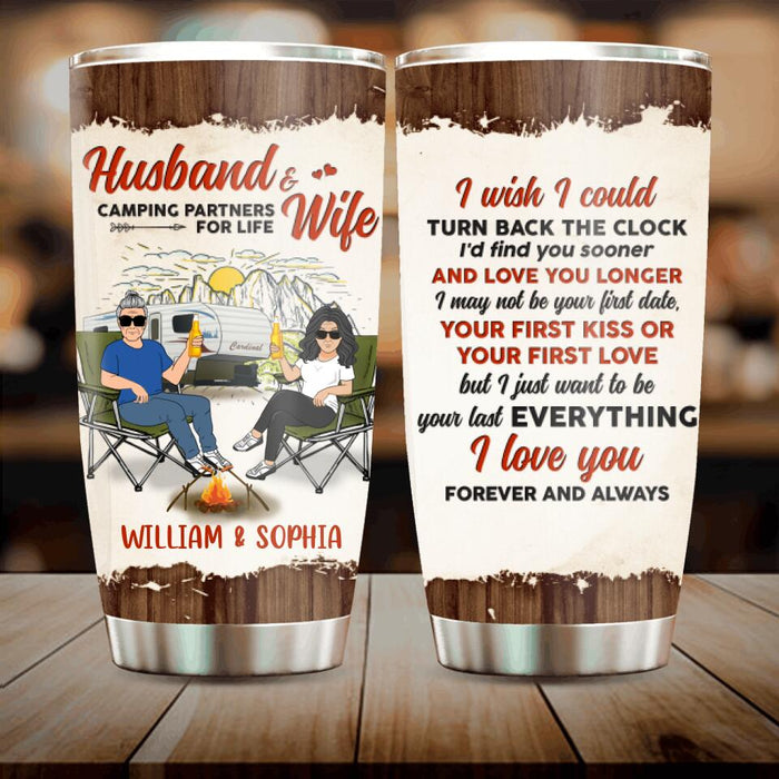 Personalized Camping Tumbler - Gift Idea For Camping Lovers/Couple - Husband & Wife Camping Partners For Life