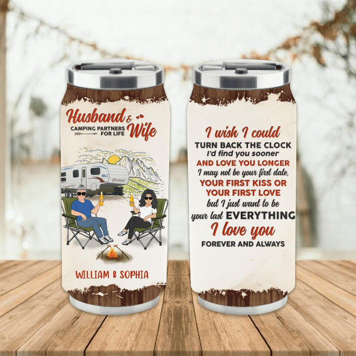 Personalized Camping Soda Can Tumbler - Gift Idea For Camping Lover/Couple - Husband & Wife Camping Partners For Life