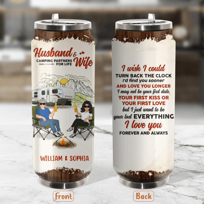 Personalized Camping Soda Can Tumbler - Gift Idea For Camping Lover/Couple - Husband & Wife Camping Partners For Life