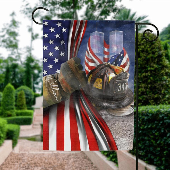 Custom Personalized Fire Fighter Flag Sign - Gift Idea For 4th Of July Day