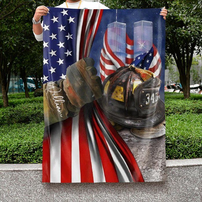 Custom Personalized Fire Fighter Flag Sign - Gift Idea For 4th Of July Day