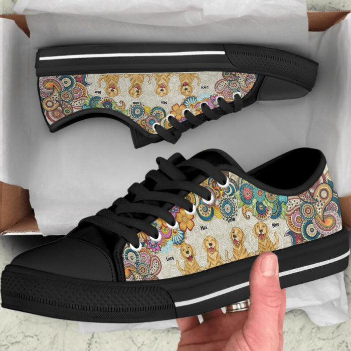 Personalized Golden Retriever Low Top Sneakers - up to 4 Dogs - Gift Idea For Dog Lover