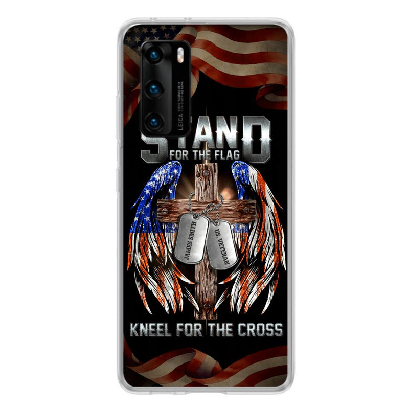 Custom Personalized U.S Veteran Phone Case - Gift Idea for Father/Veteran/ Independence Day - Stand For The Flag Kneel For The Cross - Case For Xiaomi, Oppo And Huawei