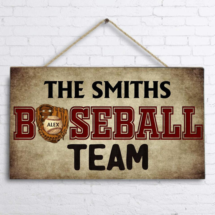 Personalized The Smiths Baseball Team Wooden Sign - Up to 7 Kids - Gift For Father/Baseball Lover - Family Gift Idea