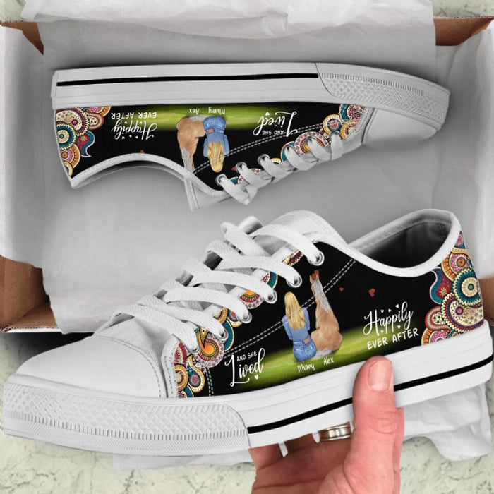 Personalized Horse Dog Mom Sneakers - Girl With Up to 3 Horses/Dogs - Best Gift For Horse/Dog Lover - And She Lived Happily Ever After - 9AGKN2