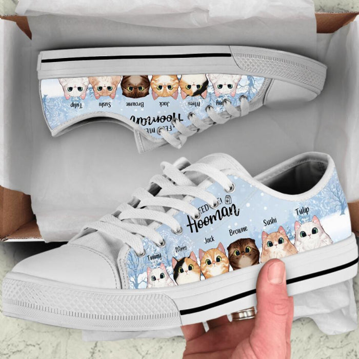 Personalized Christmas Cat Sneakers - Best Gift Ideas For Christmas and Cat Lovers - Feed me Hooman - TW5J6V